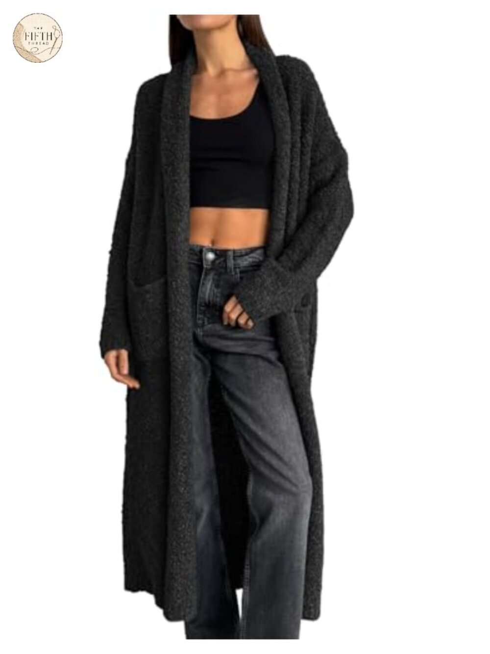 Open Front Long Cardigan Sweater Oversized Chunky Fuzzy Lapel Duster